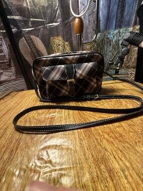 Burberry London Blue Label Nova Check Canvas Crossbody Bag